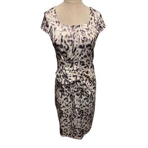 Armani Jeans Womens Peacock Feather Womens Cream Sheath Knee Length Dress Sz 8
